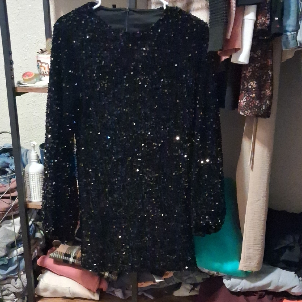 Sequin Black Mini Dress